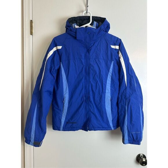 Columbia blue ski snowboard jacket youth size 18/20 waterproof Omni-tech coat - Picture 1 of 10